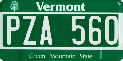 VT license plate PZA560