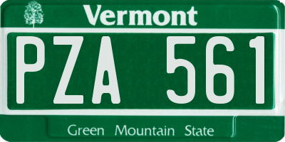 VT license plate PZA561