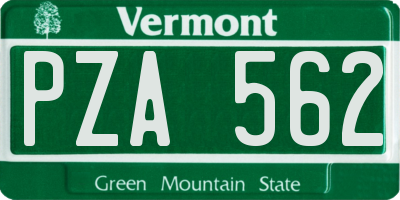 VT license plate PZA562