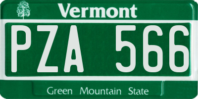 VT license plate PZA566
