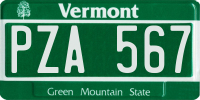VT license plate PZA567