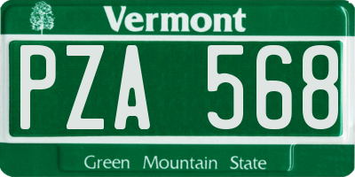 VT license plate PZA568