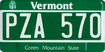 VT license plate PZA570
