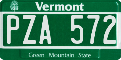 VT license plate PZA572