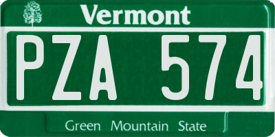 VT license plate PZA574