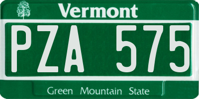 VT license plate PZA575