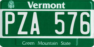 VT license plate PZA576