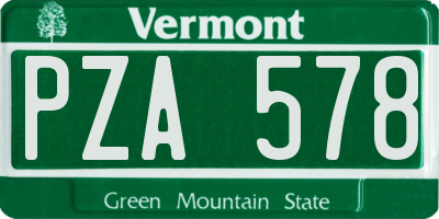 VT license plate PZA578