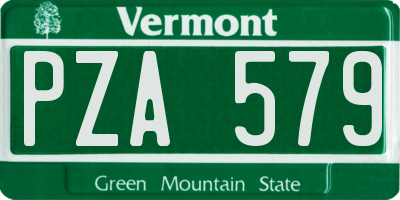 VT license plate PZA579