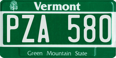 VT license plate PZA580