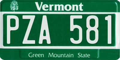 VT license plate PZA581
