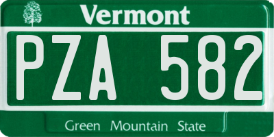 VT license plate PZA582
