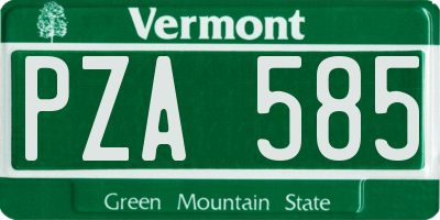 VT license plate PZA585