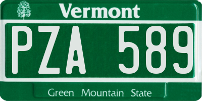 VT license plate PZA589