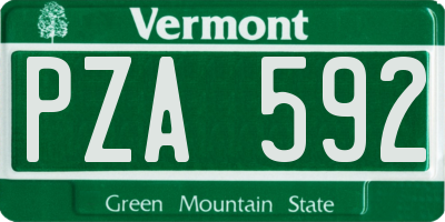 VT license plate PZA592
