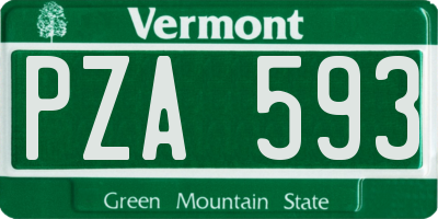 VT license plate PZA593
