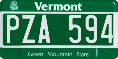 VT license plate PZA594