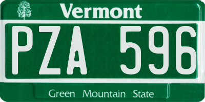 VT license plate PZA596