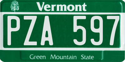 VT license plate PZA597