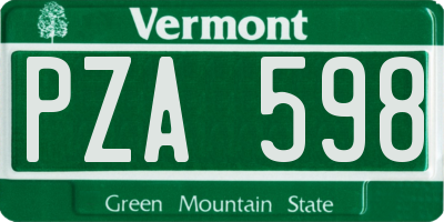 VT license plate PZA598