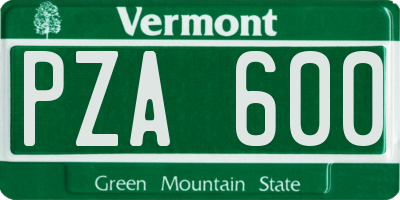 VT license plate PZA600