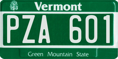 VT license plate PZA601