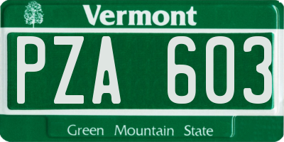 VT license plate PZA603