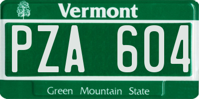 VT license plate PZA604