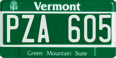 VT license plate PZA605