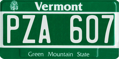 VT license plate PZA607