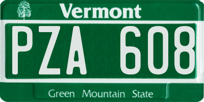 VT license plate PZA608