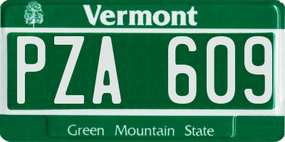 VT license plate PZA609