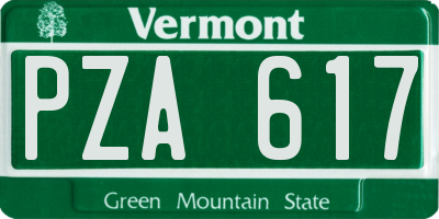 VT license plate PZA617