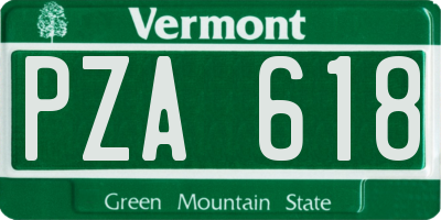 VT license plate PZA618