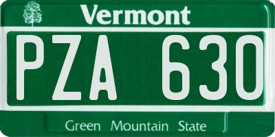 VT license plate PZA630