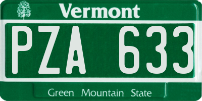 VT license plate PZA633