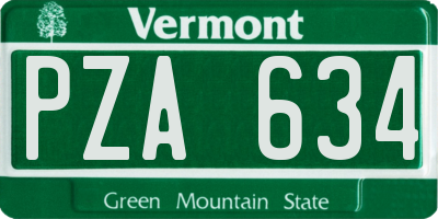 VT license plate PZA634