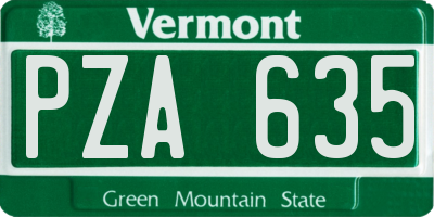VT license plate PZA635