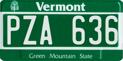 VT license plate PZA636