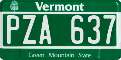 VT license plate PZA637