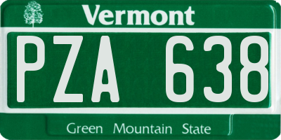VT license plate PZA638