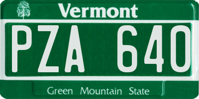 VT license plate PZA640