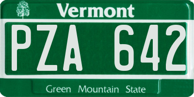 VT license plate PZA642
