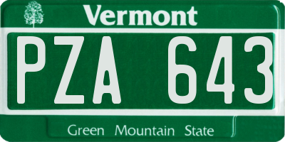 VT license plate PZA643