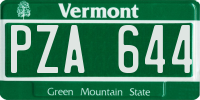 VT license plate PZA644