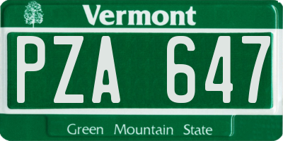 VT license plate PZA647
