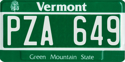 VT license plate PZA649