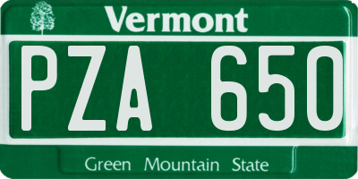 VT license plate PZA650