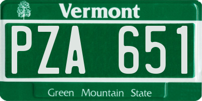 VT license plate PZA651