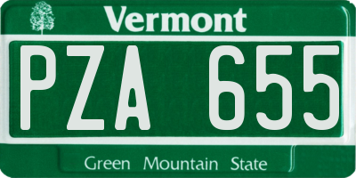 VT license plate PZA655